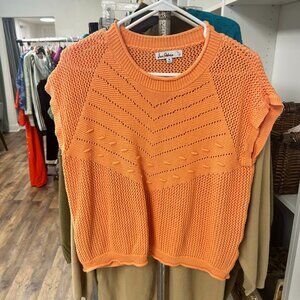 Sam Edelman Orange Crochet Top, Size Medium